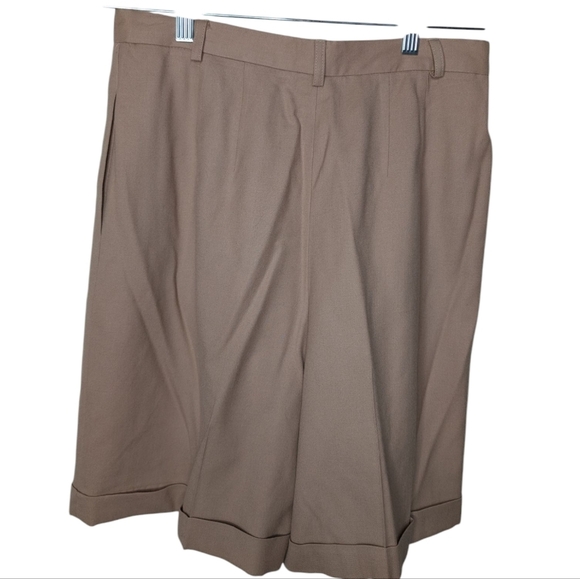 Talbots wool camel brown pleated mom shorts vintage sz 12 NWT - Picture 3 of 8